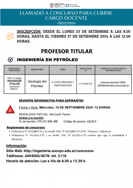 imagen Llamado a concursos docentes de la Facultad de Ingeniería