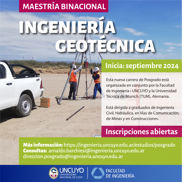 imagen Inscripciones abiertas para la Maestría Binacional en Ingeniería Geotécnica  