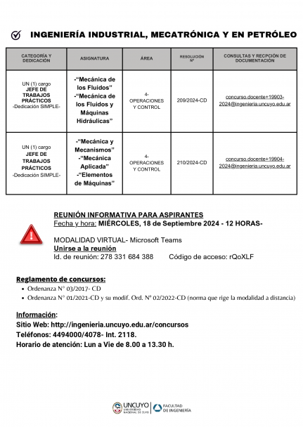 imagen Llamado a concursos docentes de la Facultad de Ingeniería