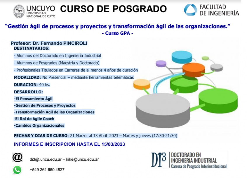 imagen Curso de posgrado sobre gestión ágil de procesos y proyectos y transformación de las organizaciones