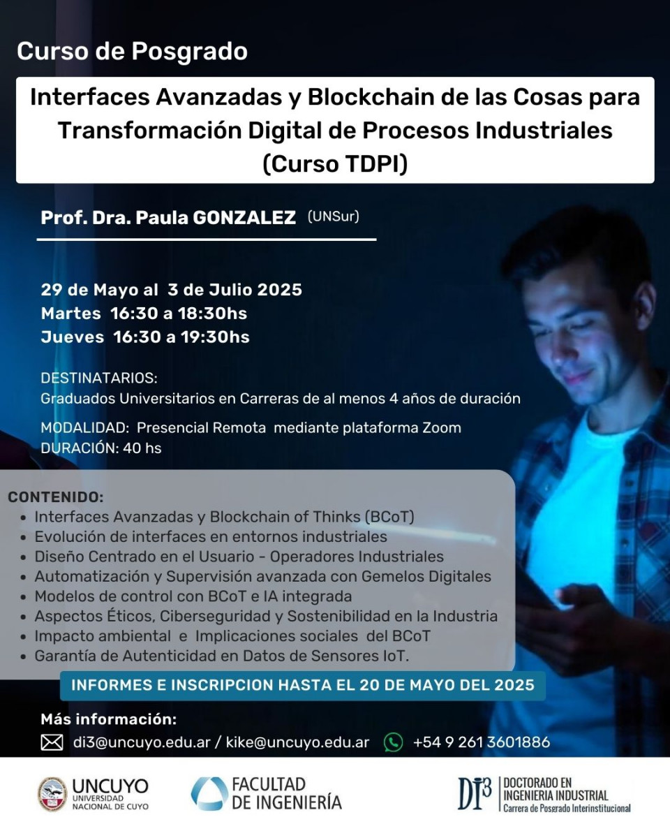 imagen Interfaces Avanzadas y Blockchain de las Cosas para Transformación Digital de Procesos Industriales (TDPI)