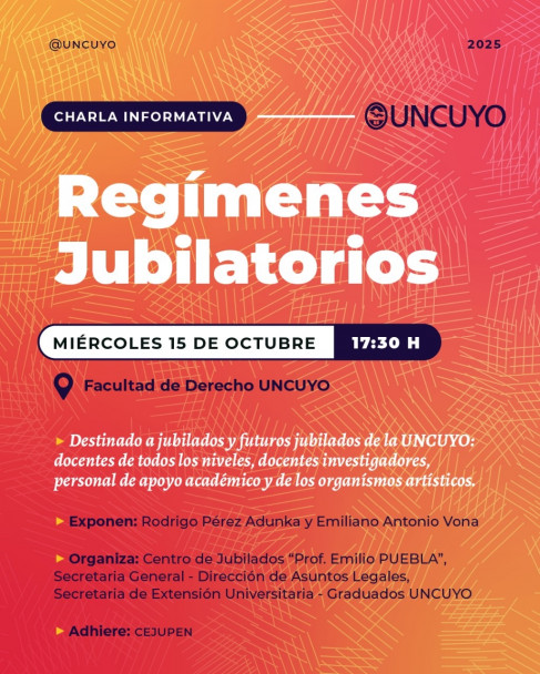 imagen Regímenes jubilatorios: charla informativa para la comunidad universitaria