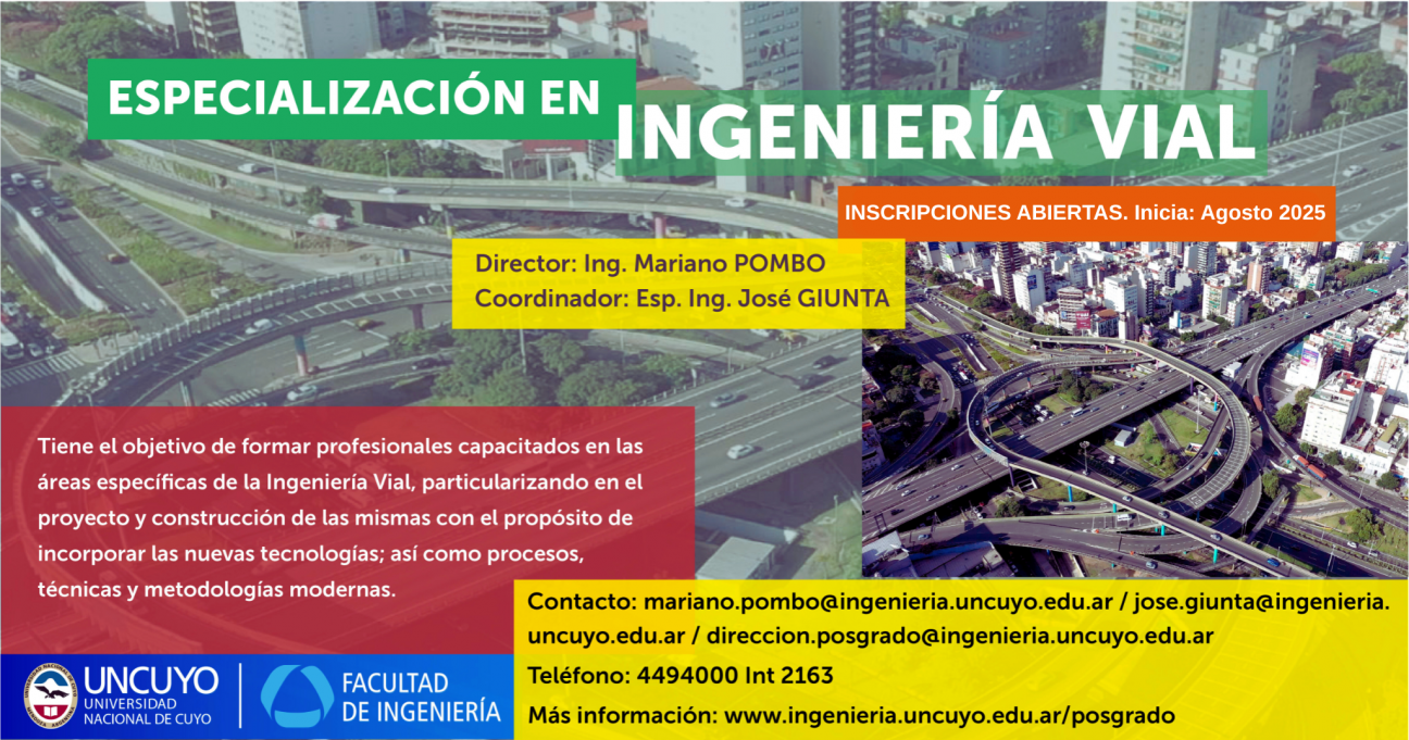 imagen Inscripciones abiertas para la Especialización en Ingeniería Vial