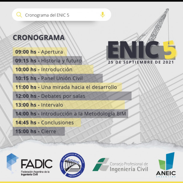 imagen Cronograma 5º Encuentro Nacional por la Ingeniería Civil