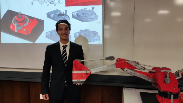 imagen Estudiante desarrolló prototipo de robot industrial paletizador como Proyecto Final de Mecatrónica